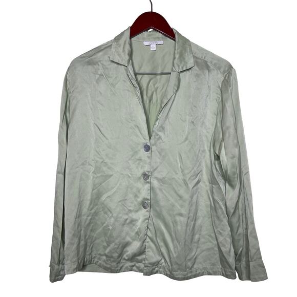 Lunya washable long sleeve button up pajama top in sage lime green sz S - Picture 1 of 6